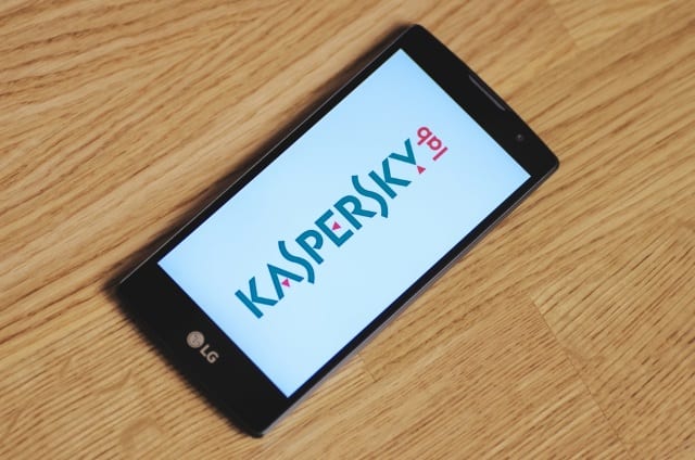 Kaspersky Software logo on telephone screen