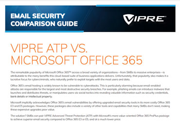 front page of Email Security Comparison: VIPRE vs Microsoft brochure
