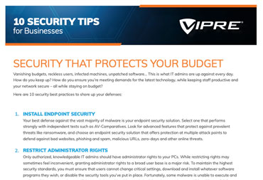 FRONT PAGE OF Top 10 Security Tips: Business BROCHURE
