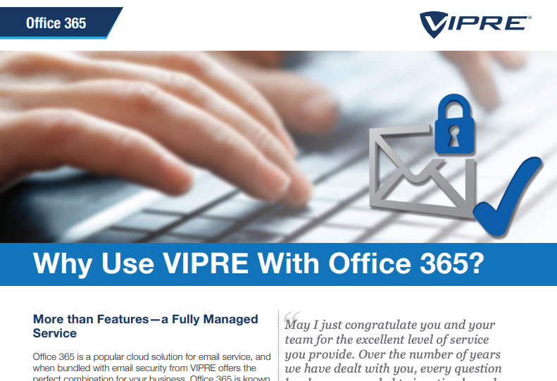front page of Why Use VIPRE with Office365? brochure