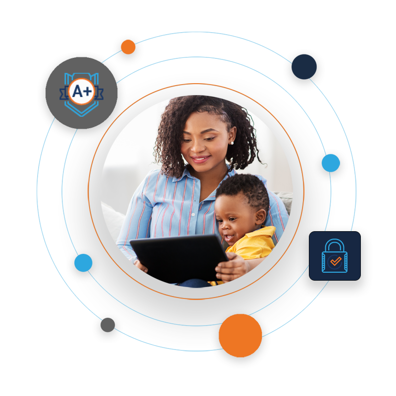 woman looking at device