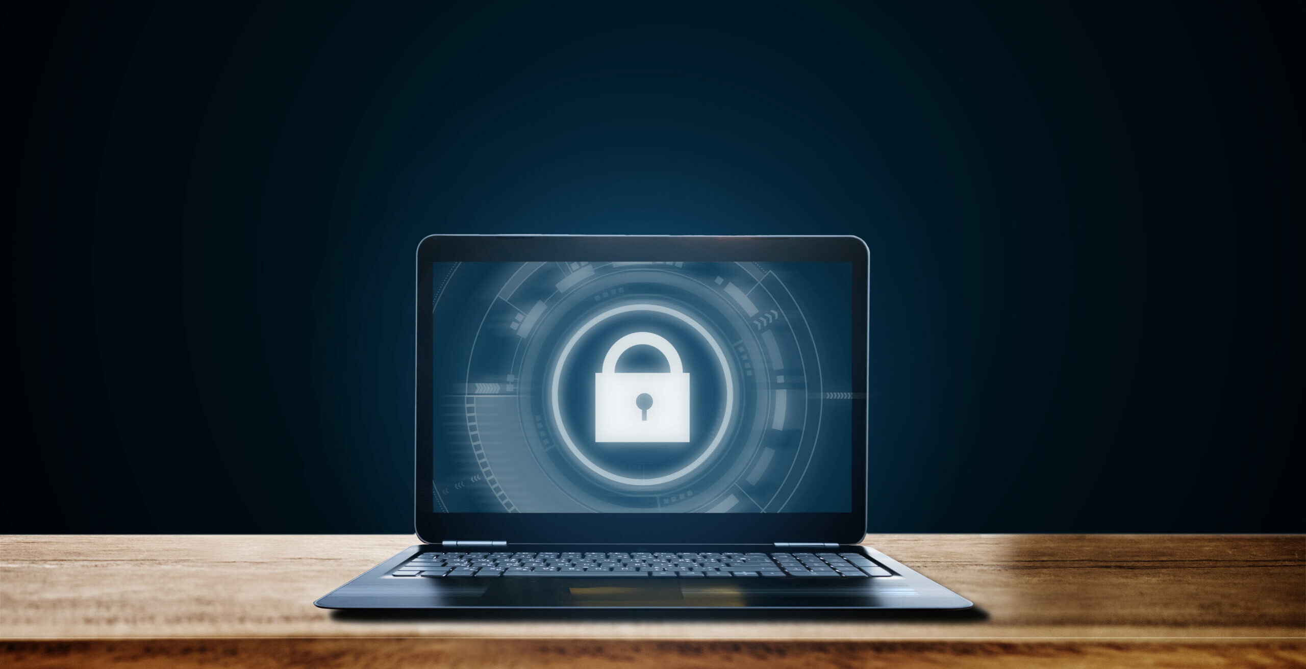 Cyber internet security system. Lock icon technology on computer