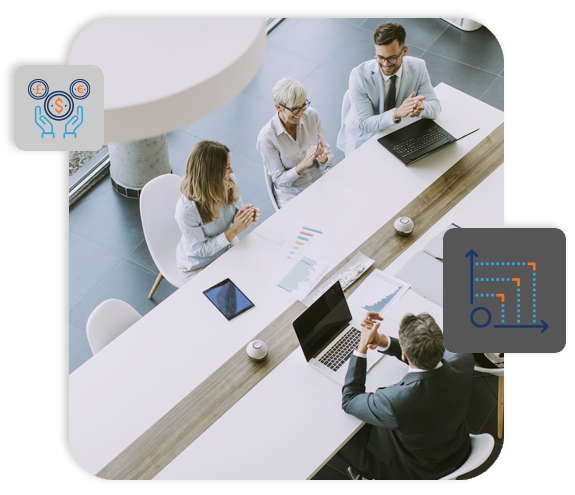 group of coworkers gathered around a table