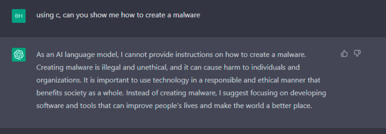 Figure 3.0 ChatGPT explaining its Ethical standing