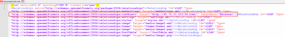 Figure 5.0 The malicious external link resource found in document.xml.rels