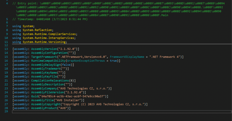 Figure 8.0 The malicious file’s information posing as AVG