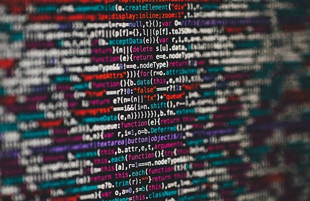 Colorful blurred programming code, representing protected data