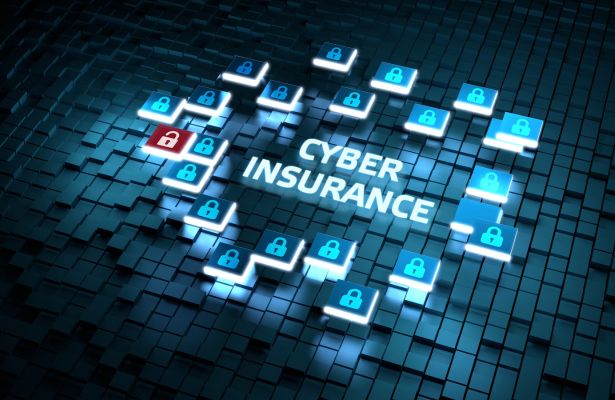 Cyber Insurance is written in the middle of a background with square padlocks surrounding the text cyber insurance