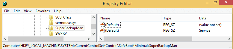 Registry key SuperBackupMan in SafeBoot