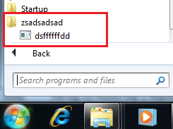 Figure 9.0 The installation folder zsadsadsad and the lnk shortcut file
