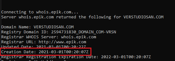 Figure 19.0 The recently created domain