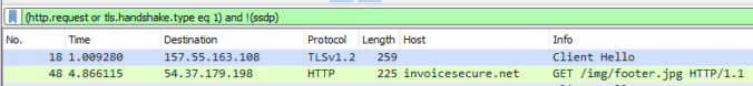 Figure 6.0 The HTTP GET Request once invoice.jar was executed