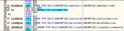 it will remove itself from service and deletes the dropped file
