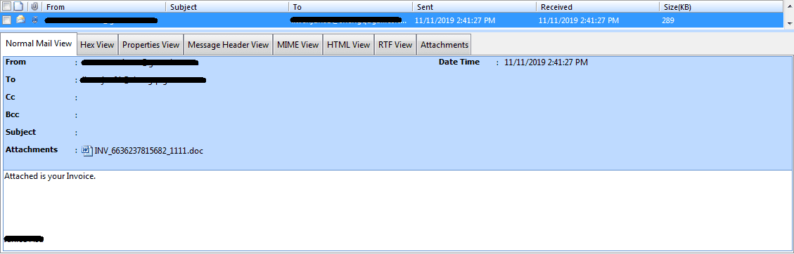 Sample spam message