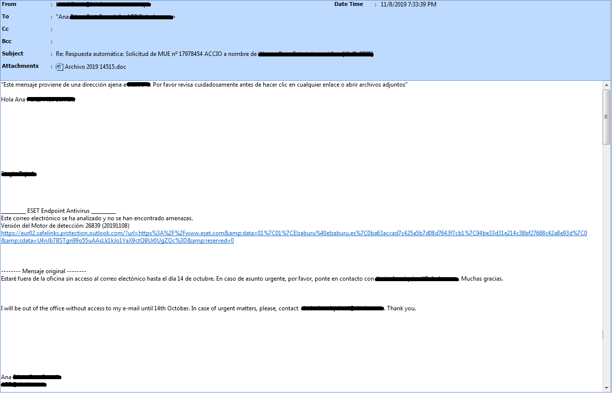 Sample spam message