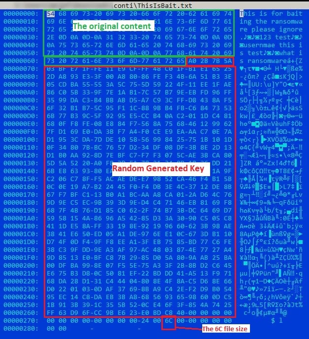 Figure 18.0 Writing of random generated key and the retrieved file size