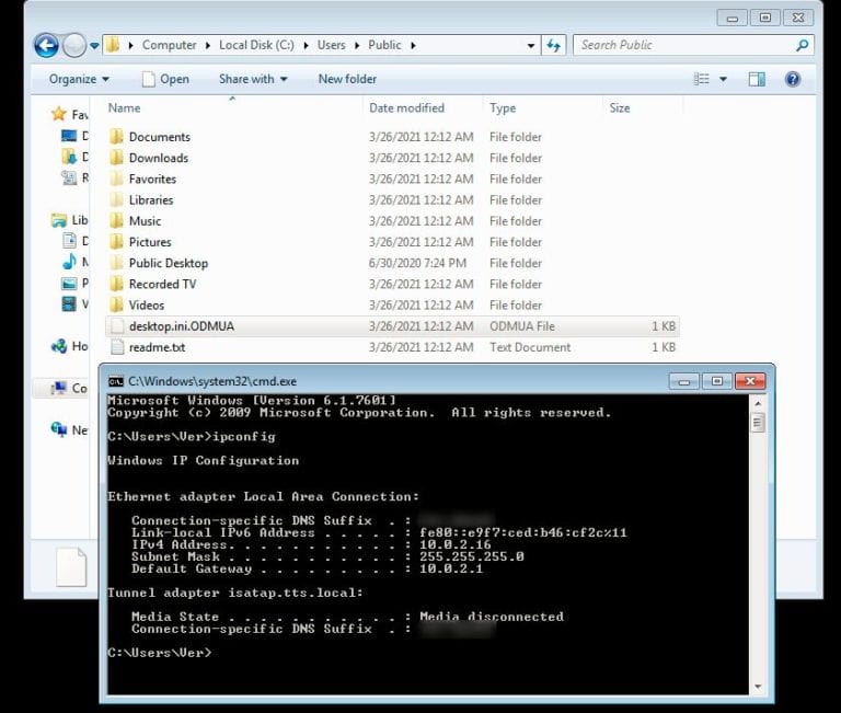 Figure 22.0 Public directory being infected as shown in network traffic image above