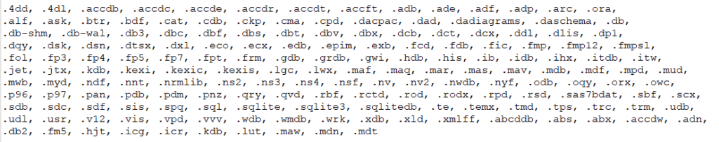 The 1st batch of file extension to be check