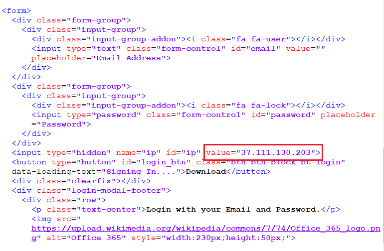 The html form and the suspicious IP address