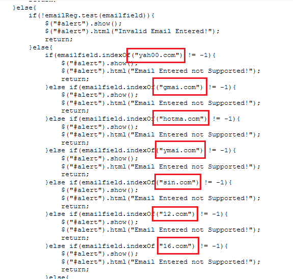 Validation of the email domain