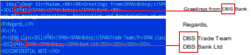 Figure 4.0 The DBS in the content of the email