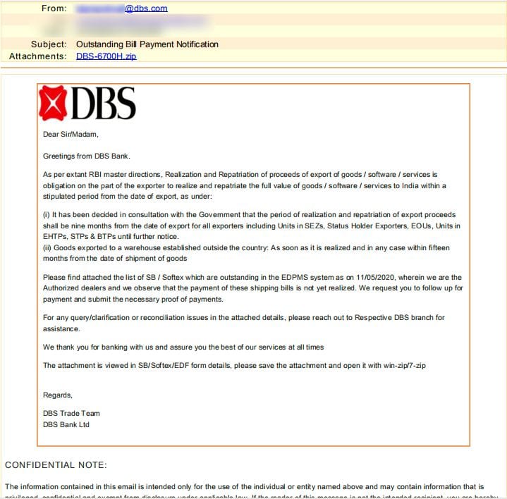 Figure 1.0 The email sample