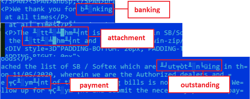 Figure 5.0 Other homograph words found in the content of the email