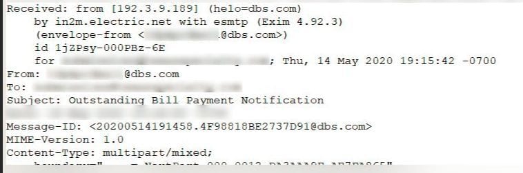 Figure 2.0 The email header