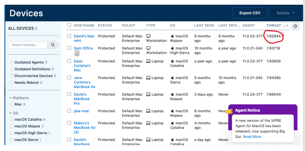Device listing