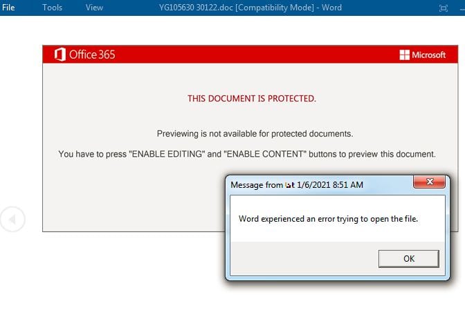 Figure 5.0 The message when enabling the macro