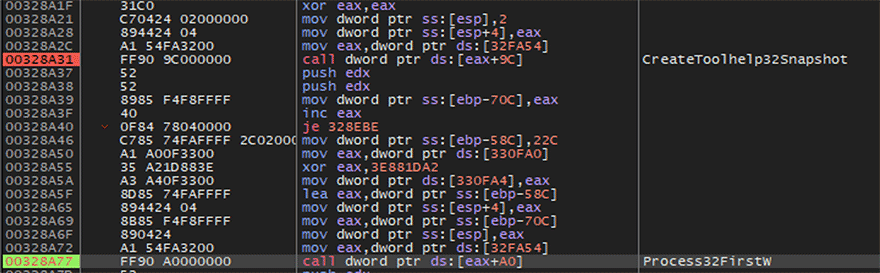 Figure 25.8 CreateToolhelp32Snapshot
