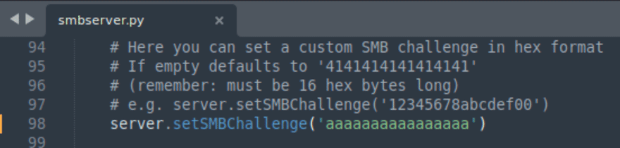 Figure 11. Setting the NTLM Server Challenge