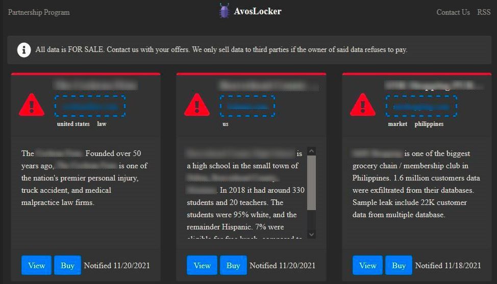 Figure 5.0 The press release website of AvosLocker
