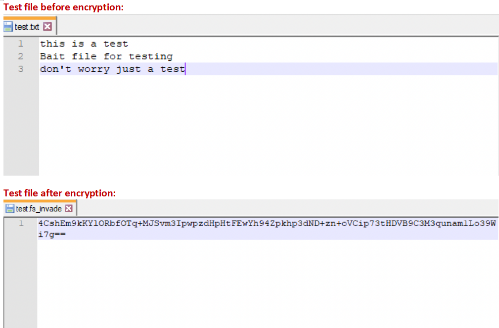 Figure 8.0 Before and after the file encryption