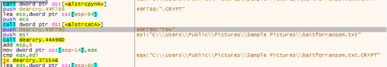 Figure 13.0 Copying the target file's name and append the extension .CRYPT