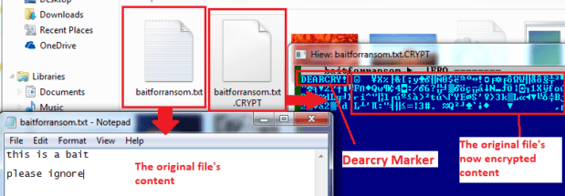 Figure 15.0 The original file's content and the new file's content