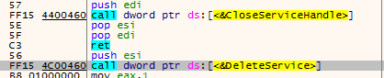 Figure 18.0 Deleting the created service