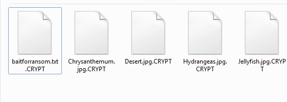 Figure 4.0 The appended .CRYPT file extension