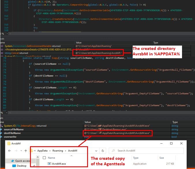 Figure 7.0 Creation of the directory AvrzbM and the copy AvrzbM.exe in %APPDATA%
