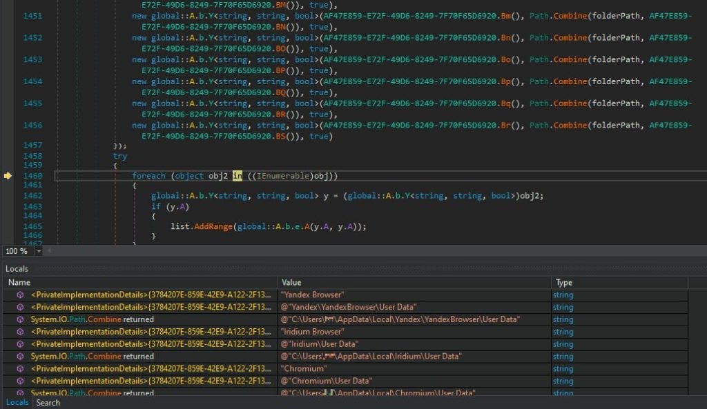 Figure 9.0 Listing of the targeted browsers