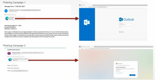 Figure 12.0 The 2 phishing email campaigns containing html attachment