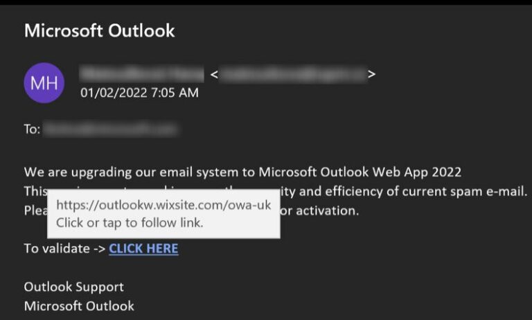 Figure 13.0 Example of phishing email that used subdomain cybersquatting